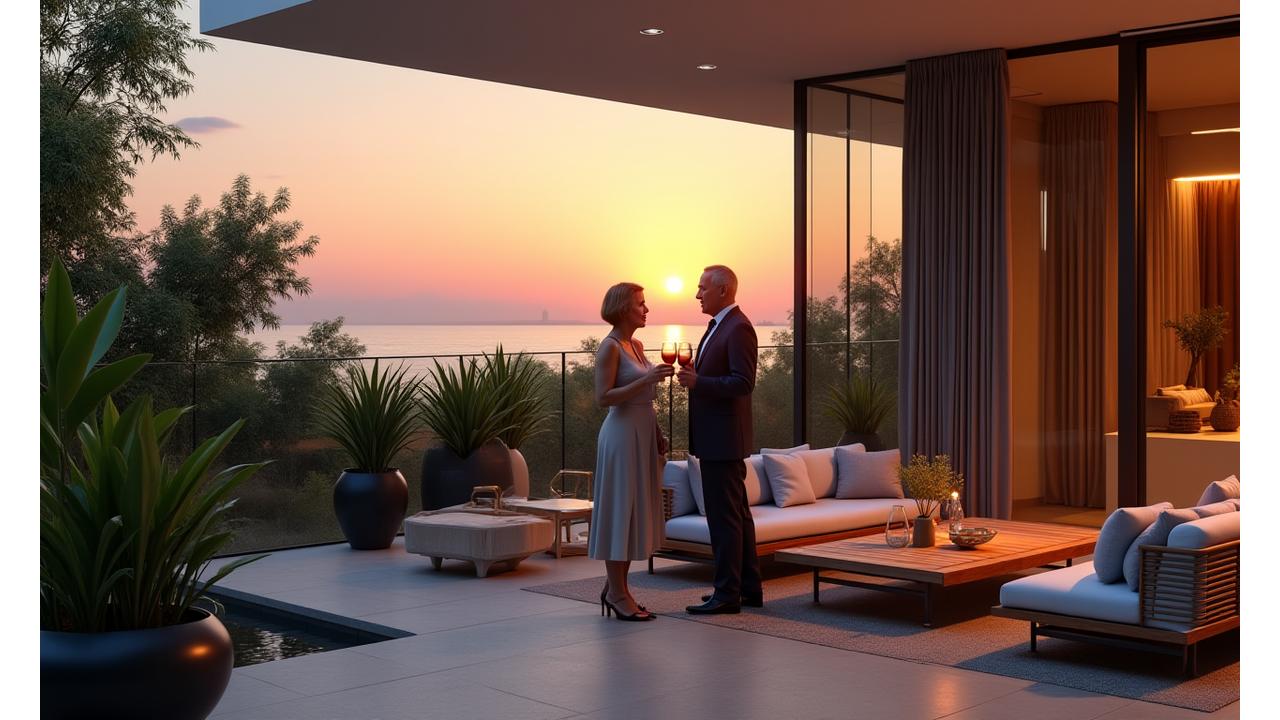 Empty nesters entertaining in a redesigned modern home